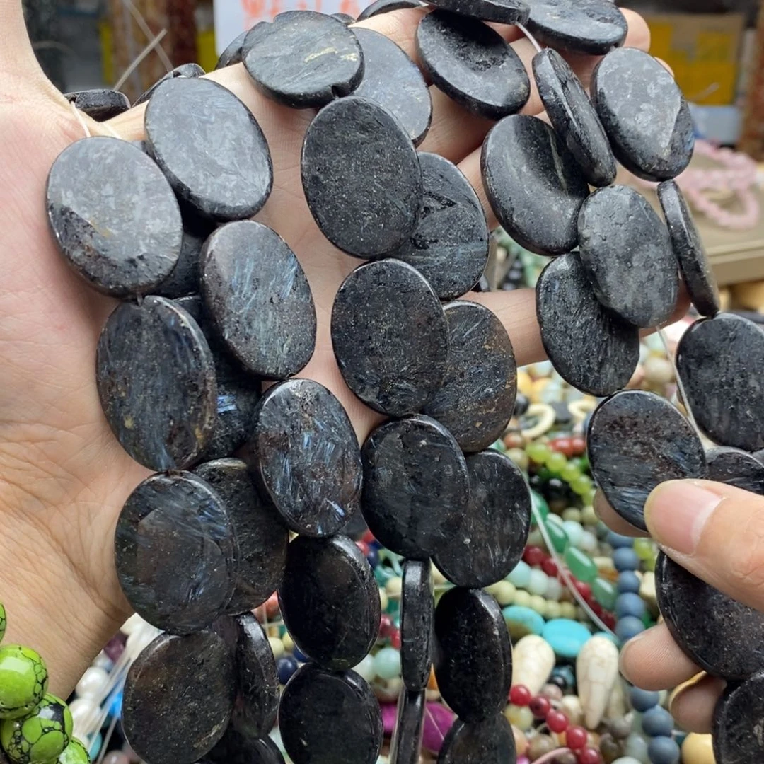 玛瑙/玉髓未镶嵌珠宝半成品一条蓝闪光石L208