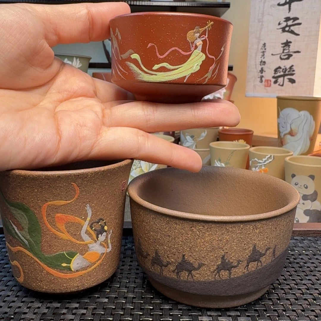 茶杯紫砂地****晶泥绘紫砂杯