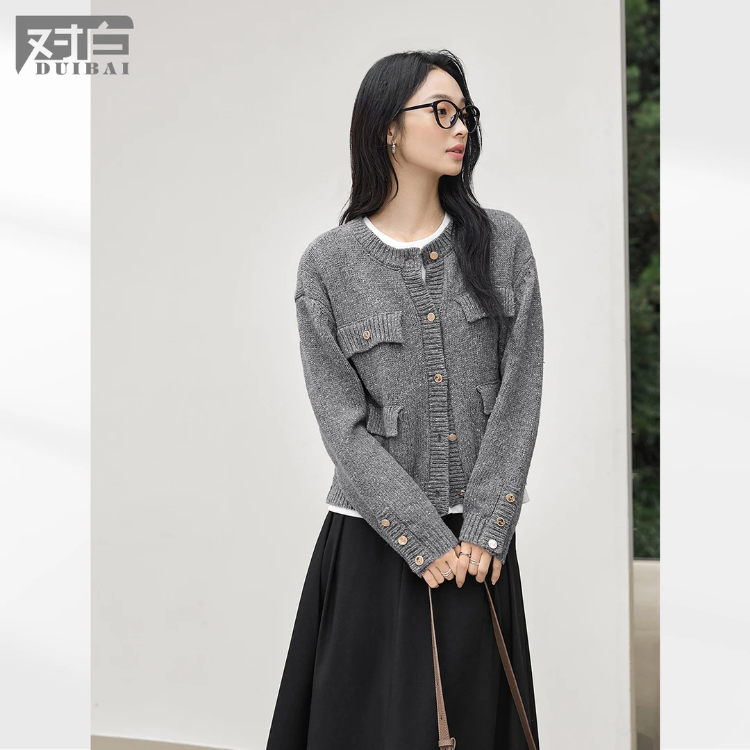 【女装优选WL】对白小香风针织开衫女2025秋款高级感毛衣外套FDE104