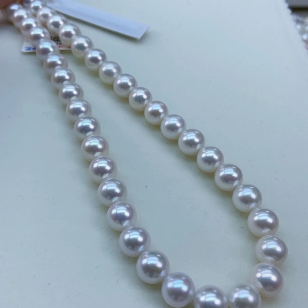 淡水珍珠9/10正圆冷白极强光几乎无暇毕业银S925镶嵌