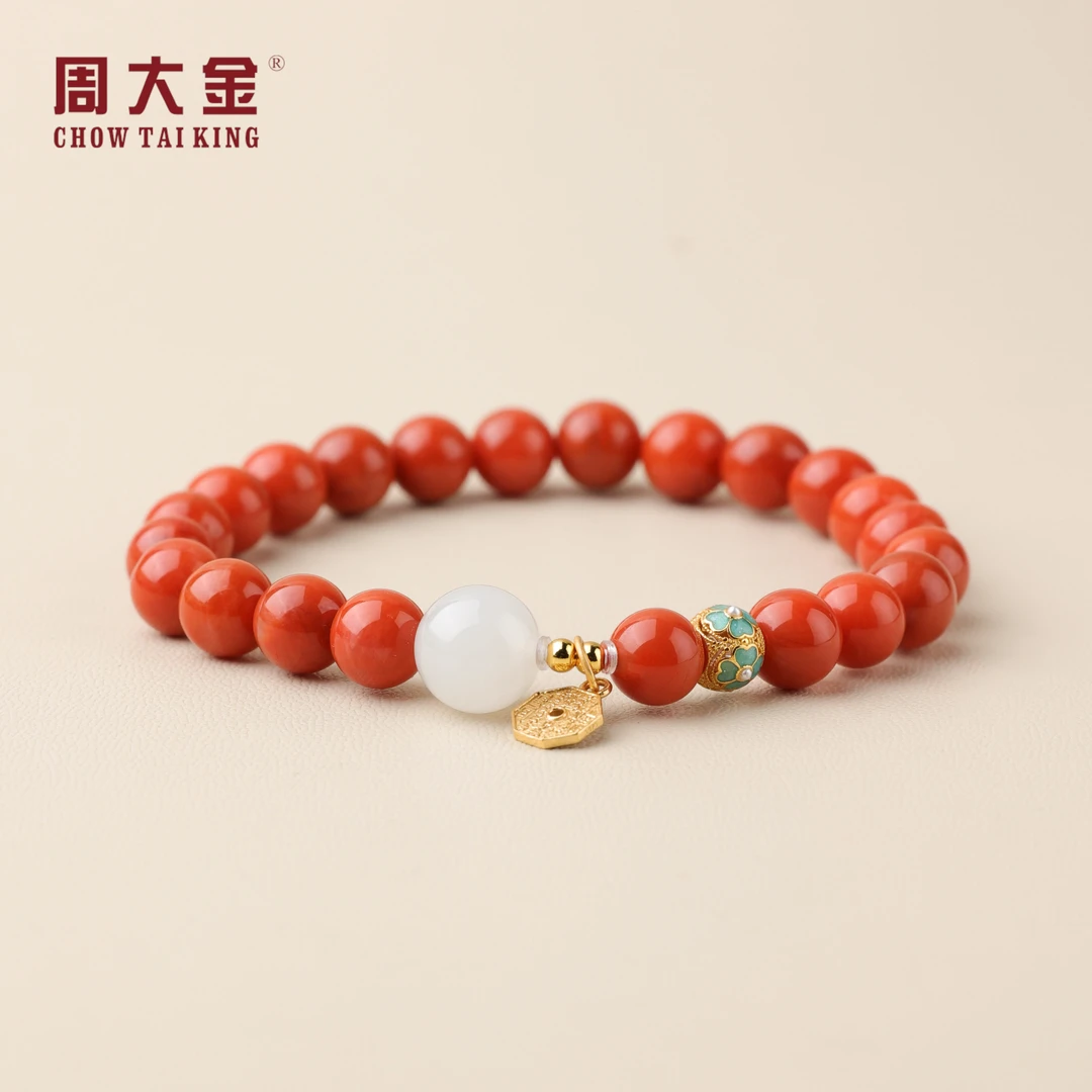 【周大金玉石】S925银南红手串-S4472-娟