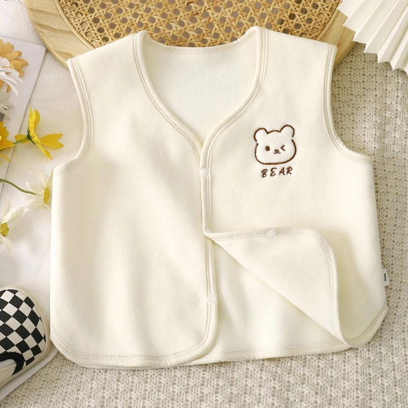 婴儿男女宝宝马甲加绒暖背保暖秋冬季中厚儿童双面绒小开衫外披JY