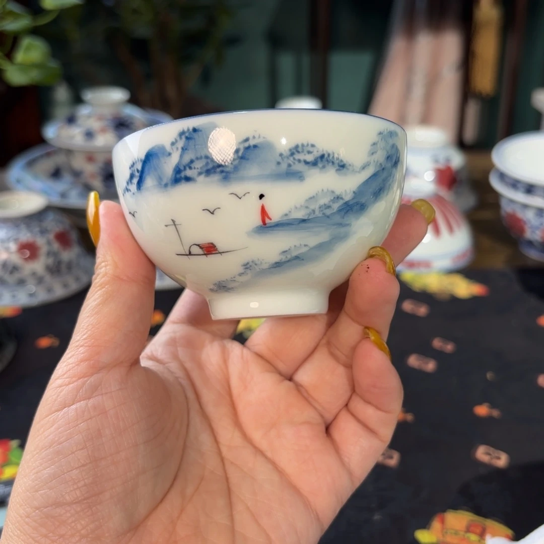 手绘山水杯杯杯垫杯杯