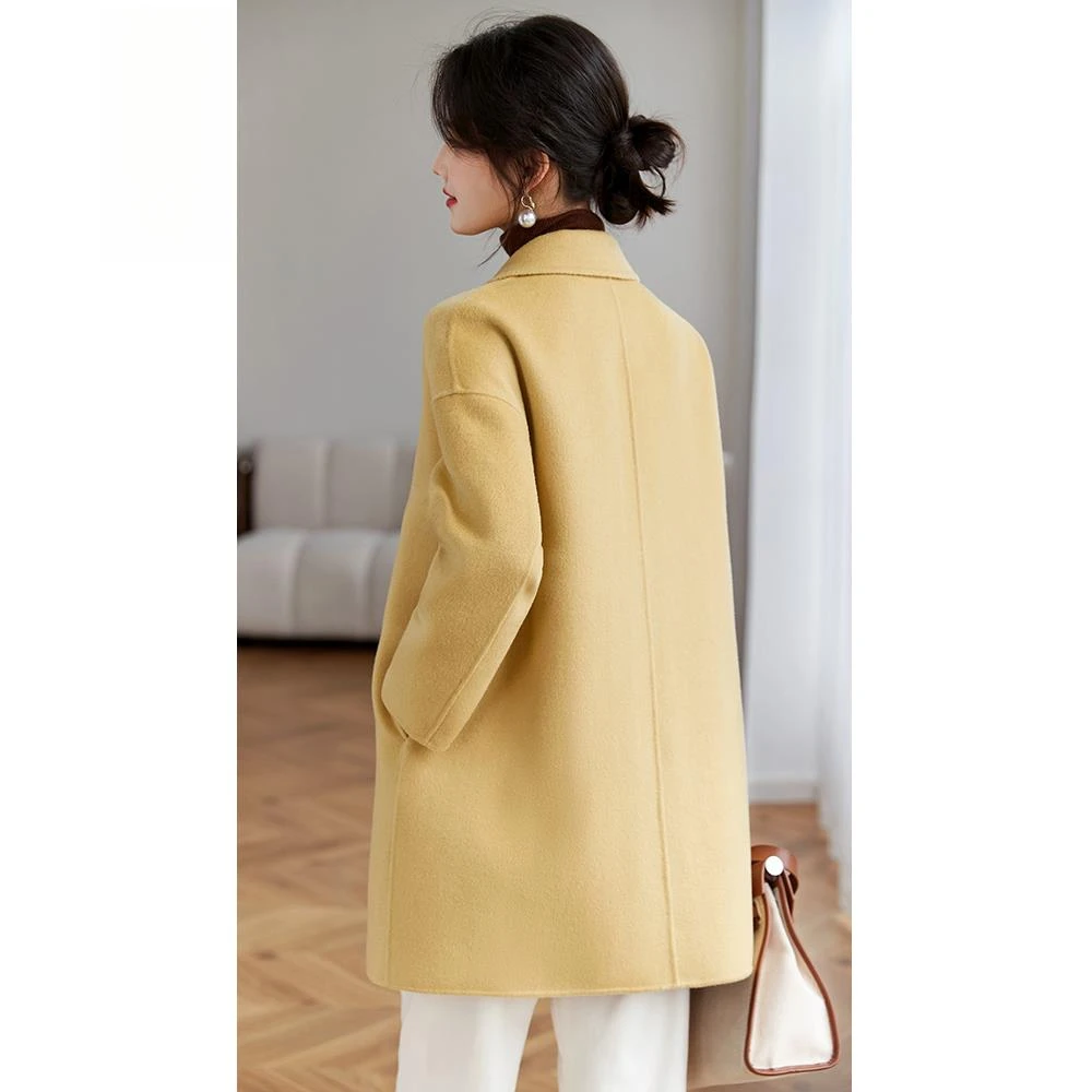 轻奢优雅羊毛风衣外套秋冬宽松显瘦女装新款双面呢大衣零羊绒保暖