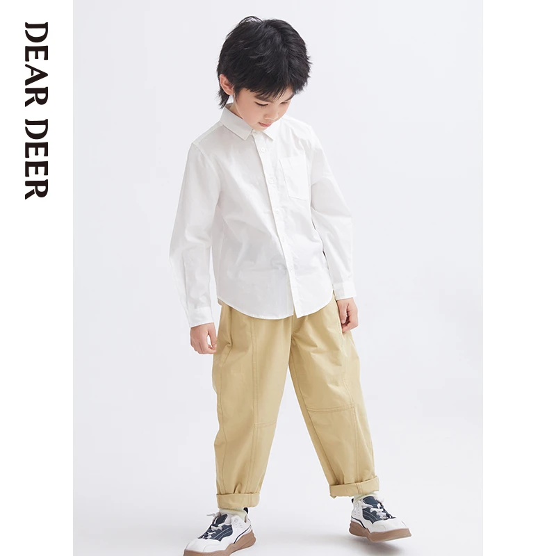 【直播清】迪迪鹿男大童春秋季基础款休闲百搭长袖衬衫E111AA21106
