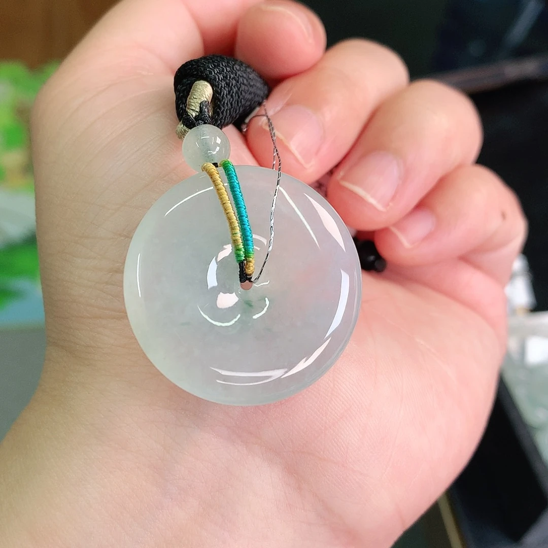 翡翠未镶嵌颈饰冰胶飘绿扣31-5.8如