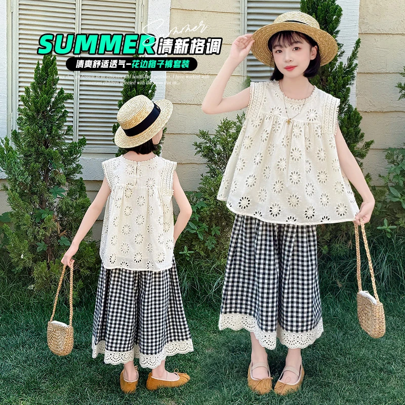 女童套装夏季2025新款初中生女孩薄款背心两件套女大童夏童装衣服