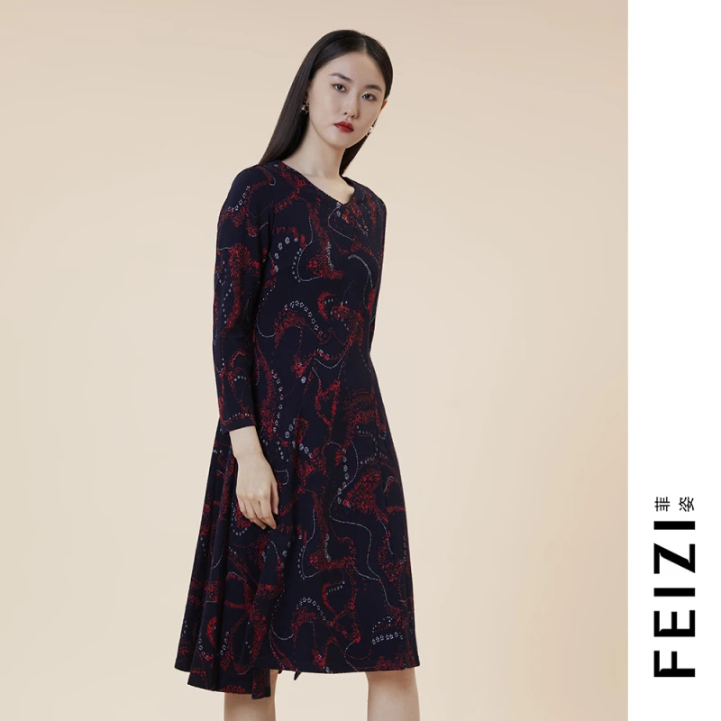 菲姿FEIZI冬款V领连衣裙9W462