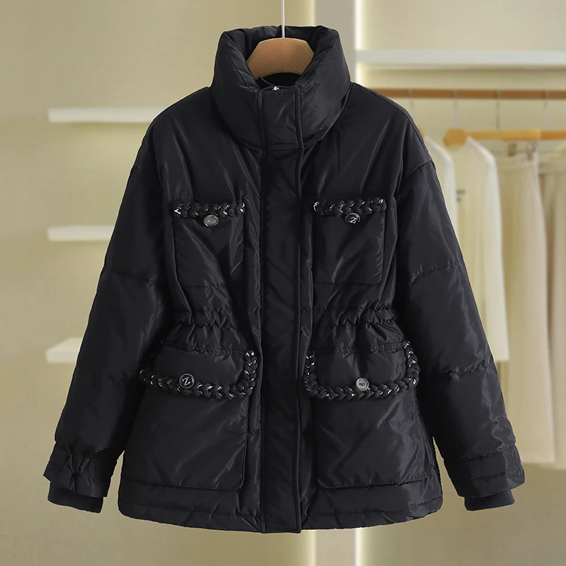 【伍莎-自营】纯色收腰立领羽绒服#VZA38H067