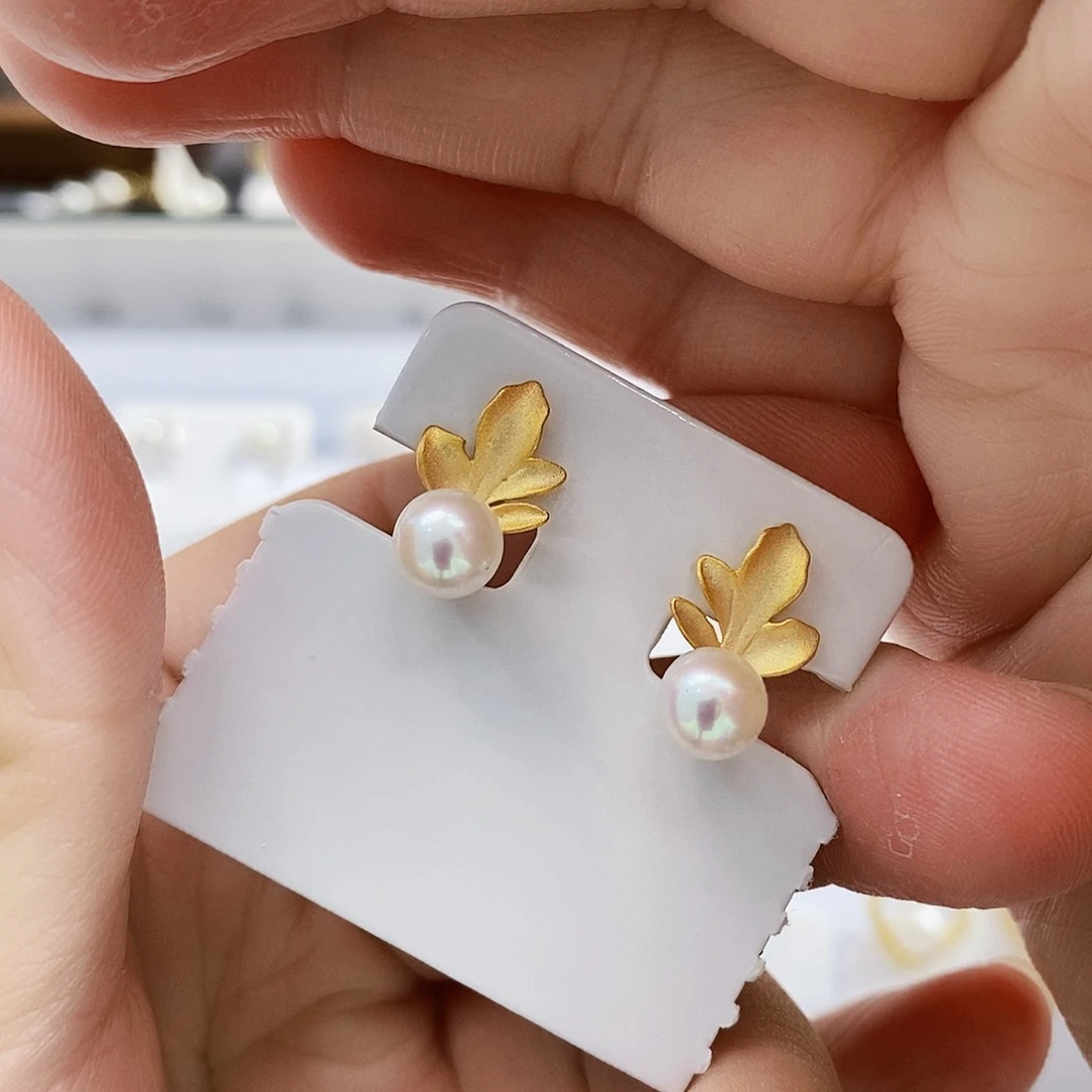 银S925镶嵌特价淡水极光耳饰淡水珍珠