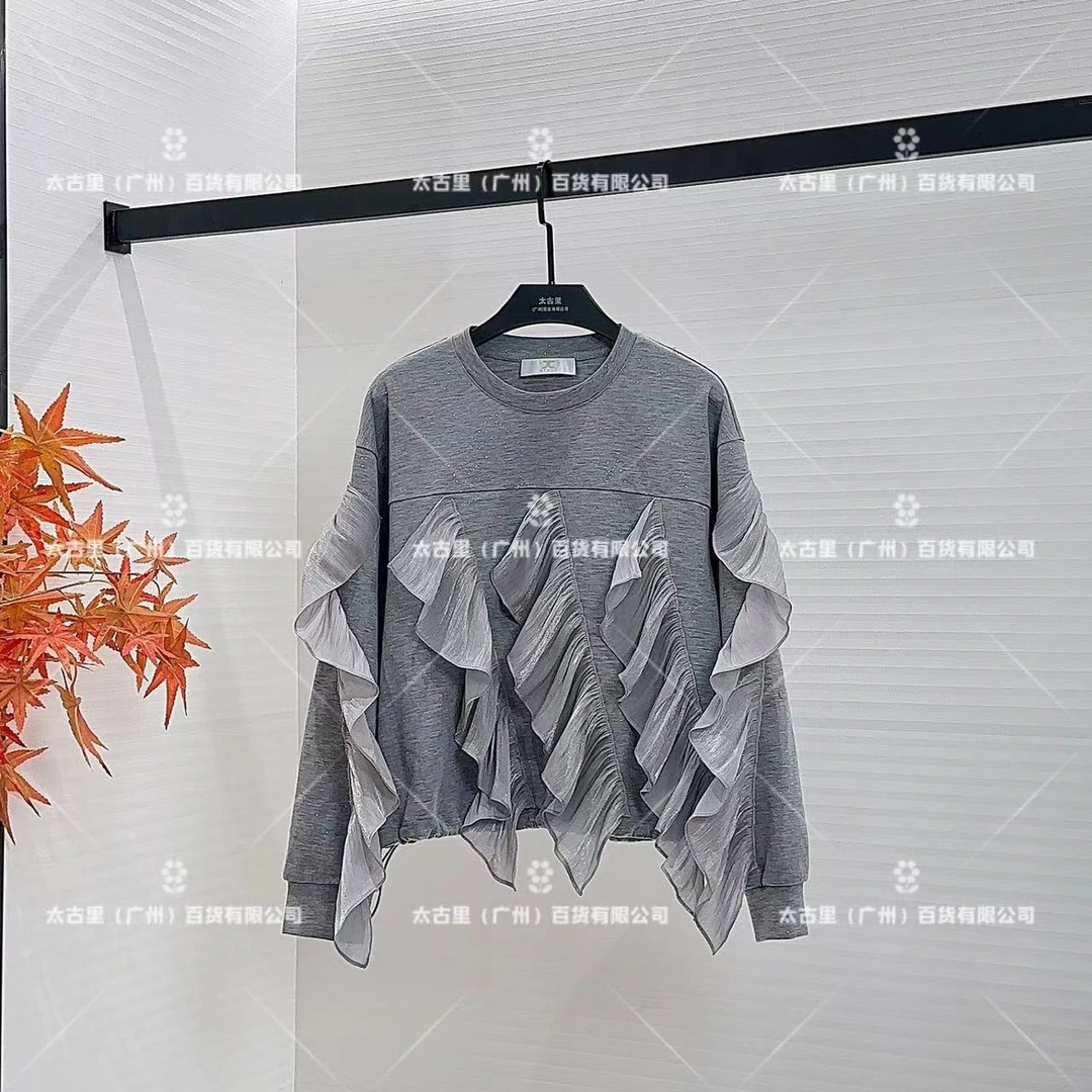 【Linda专属】【193】长袖时休闲灰色设计师秋季百搭卫衣JC-A2039牛仔