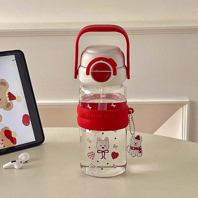 英国【轻奢】Coop Koop 小狗水杯可爱带杯套玻璃杯女高硼硅吸管提手