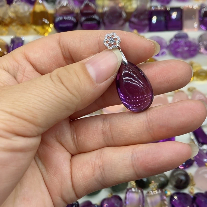 【闪购商品】水晶水晶吊坠银S925镶嵌