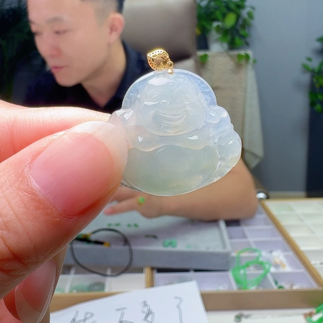 吊坠(不含链)18K金镶嵌翡翠天然