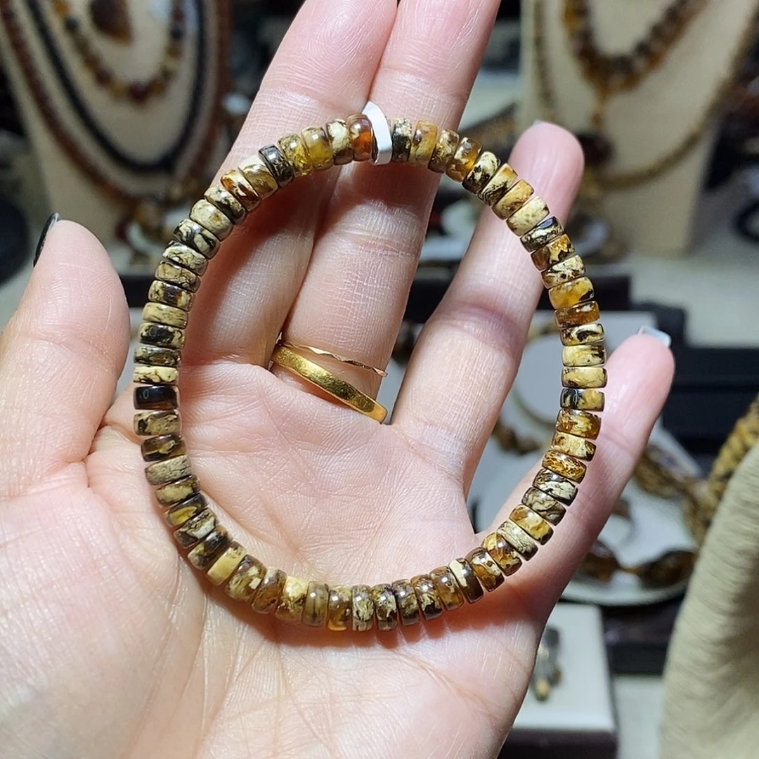 琥珀未镶嵌裸石花珀精工直切6