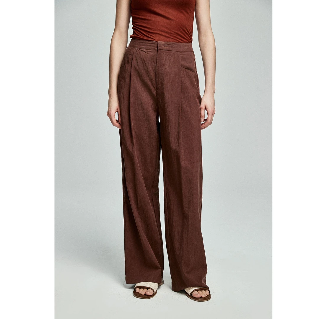 初棉【山本裤】莱赛尔混纺 皱感清凉舒适皱感肌理直筒裤 362618013