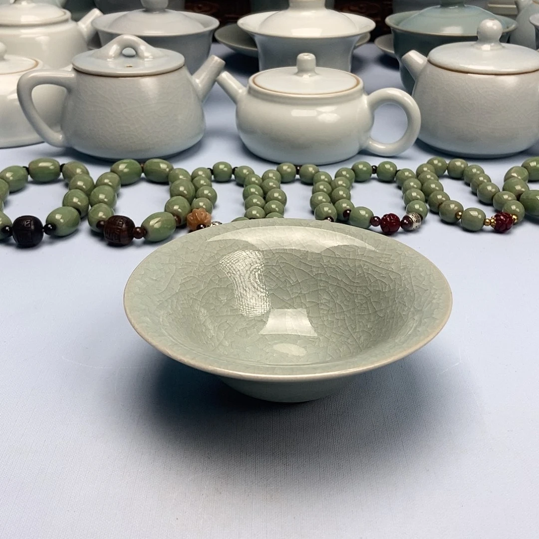 杯微微瑕鱼鳞冰花斗笠杯原矿原釉原产地