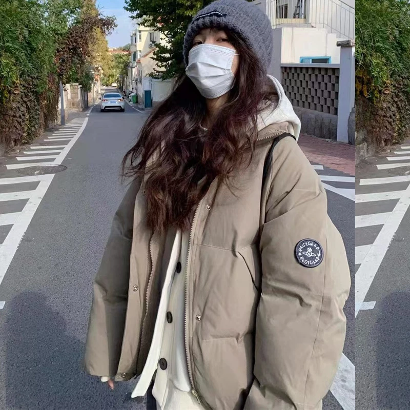 加厚棉衣女学生面包服宽松冬季洋气纯色立领短款棉袄女