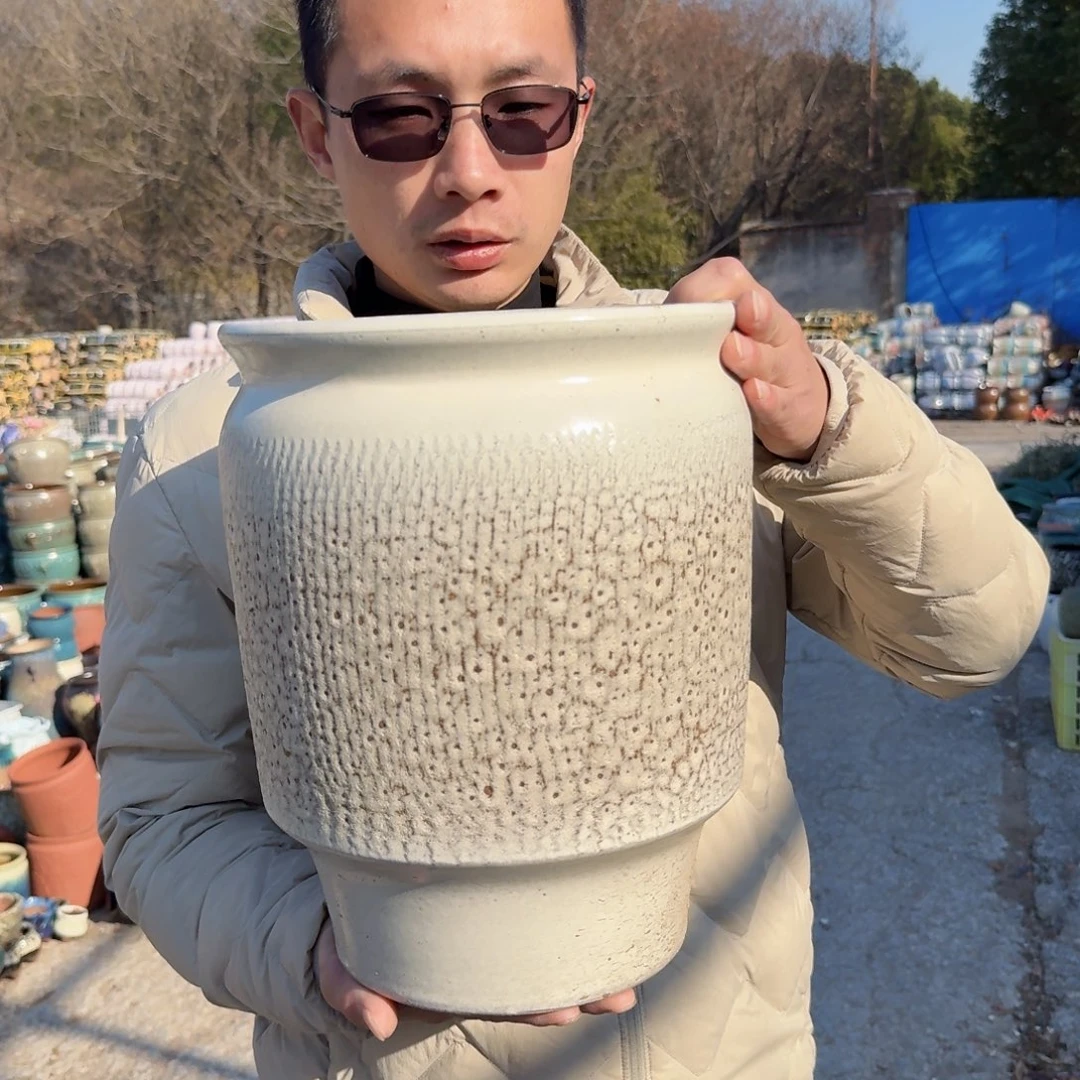 紫砂花盆口24.5高31（一个直筒白色泡泡