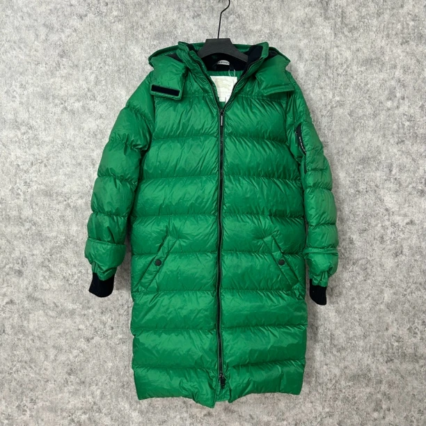95新 BURBERRY/博柏利 绿色中长款连帽羽绒服