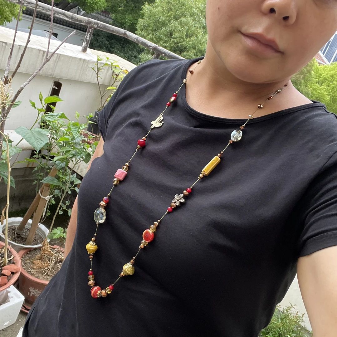 铜合金仿水晶  高级感拉满！优雅手工串珠DIY项链！周长90cm