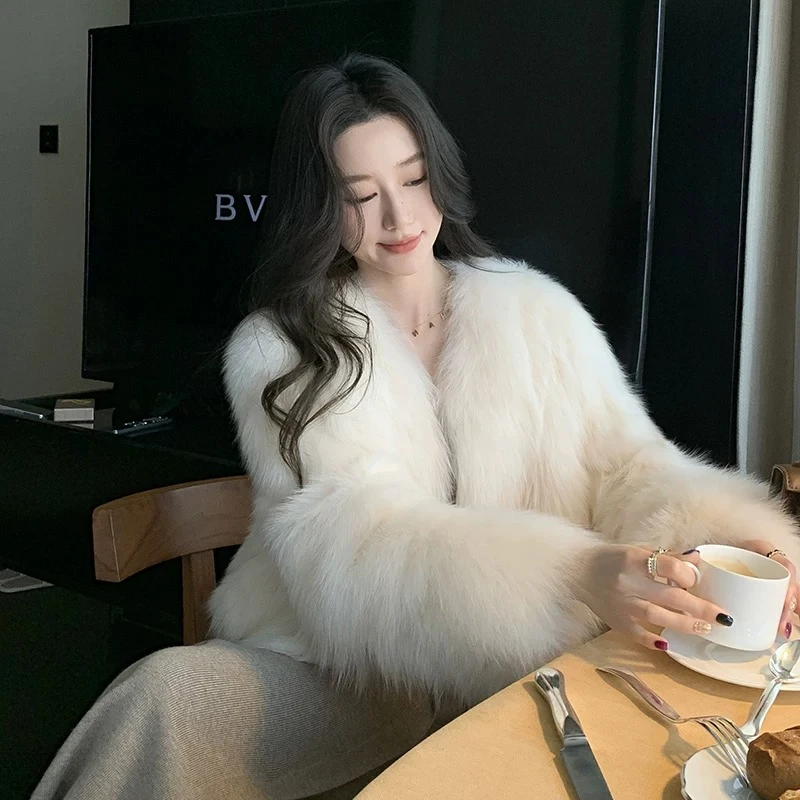 AMYSURE FUR【高智韩女】多巴胺托卡2.0！极简风仿狐狸毛外套#24018