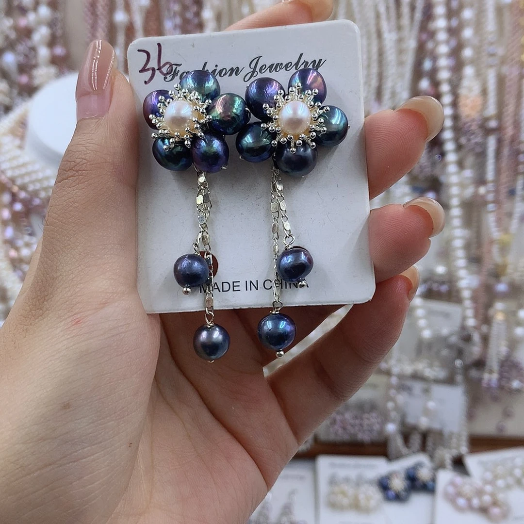 项链银S925镶嵌淡水珍珠