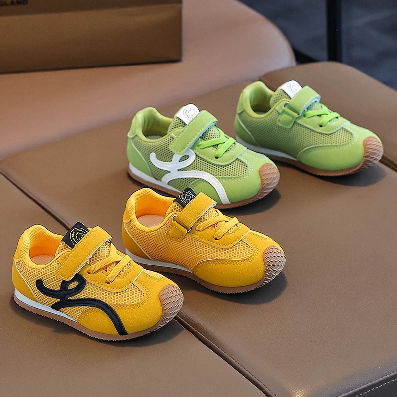 透气儿童鞋子2025年春季新款儿童德训鞋男孩低帮板鞋中大童运动鞋