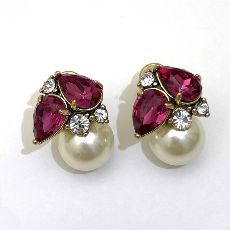 铜合金合成锆石耳饰 铜合金耳饰ZE152 法式高级感耳饰8058