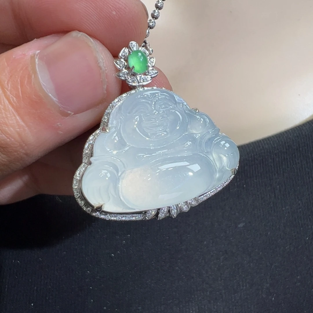 翡翠吊坠(不含链)18K金镶嵌