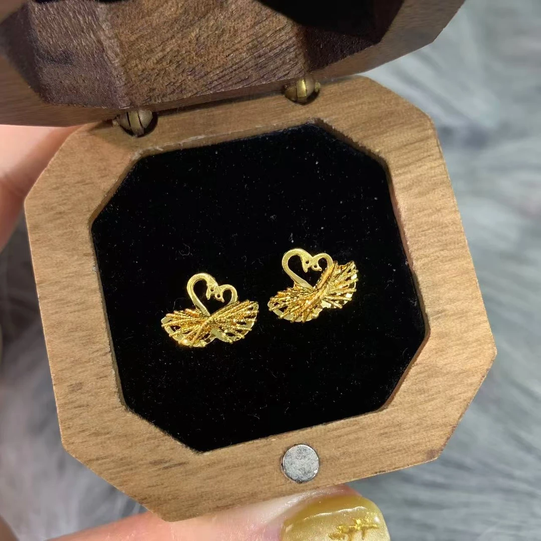 【伟新源】足金999 5G工艺 双天鹅弯钩1.99克