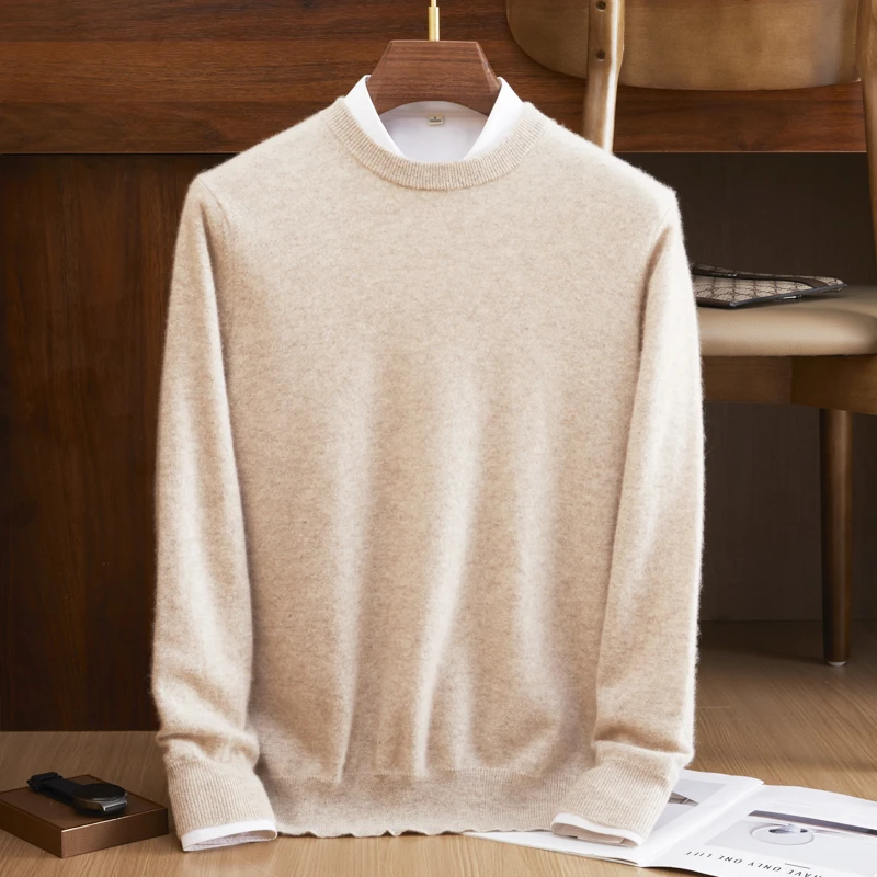 【不议价】男士纯山羊绒12针常规款圆领极简衫休闲百搭绒衫长袖针织