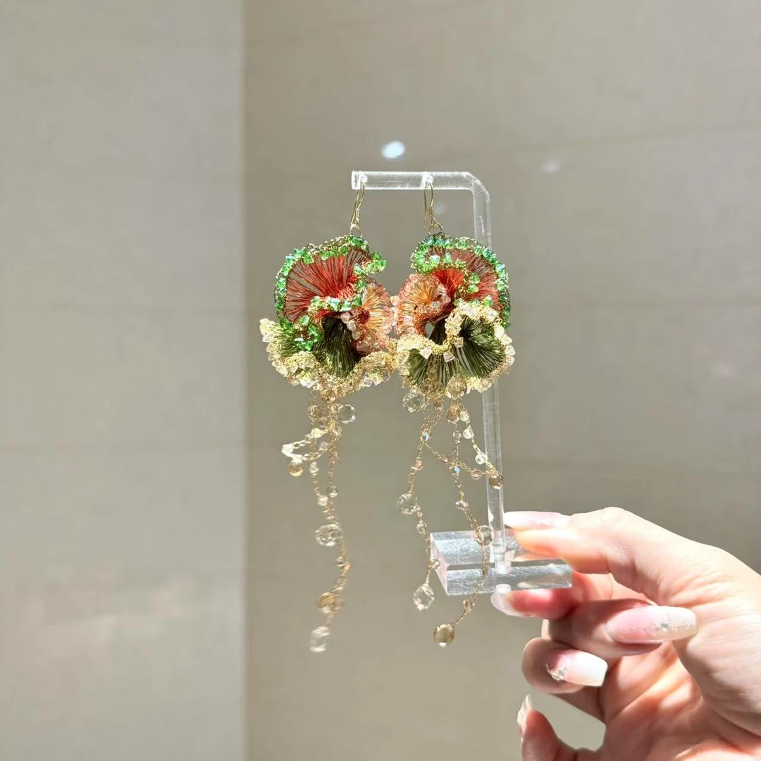 非金属合成锆石耳饰 【莫奈海之星】松绿玫瑰系列耳环日常百搭款