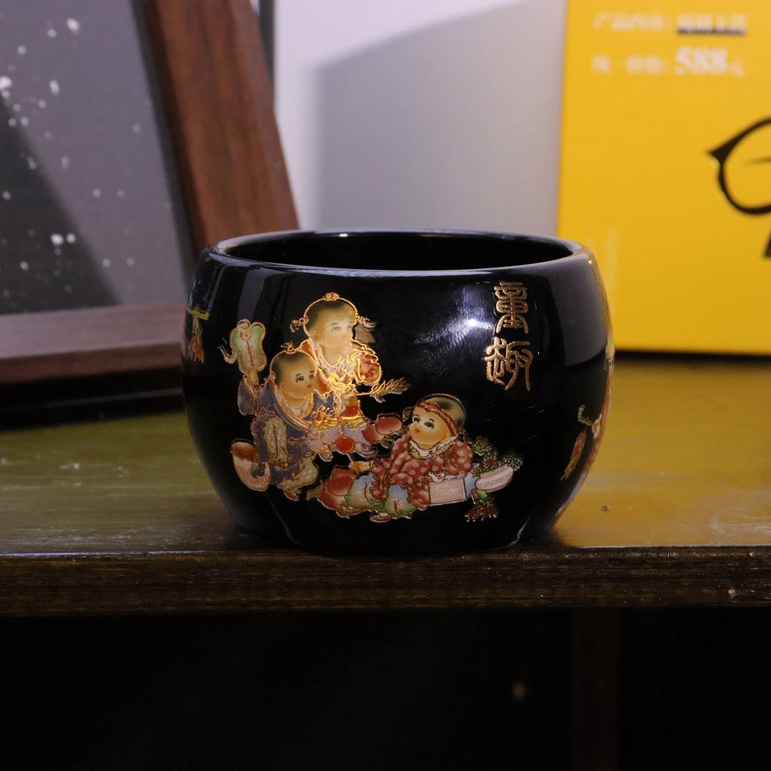 官方正品《童趣》珍珠黑琉璃主人杯/容量55ml