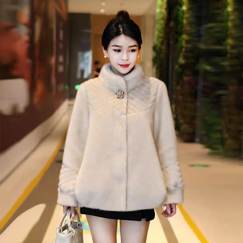 【老板娘自留款】海宁设计师款貂绒外套皮毛一体女加厚宽松外套-811