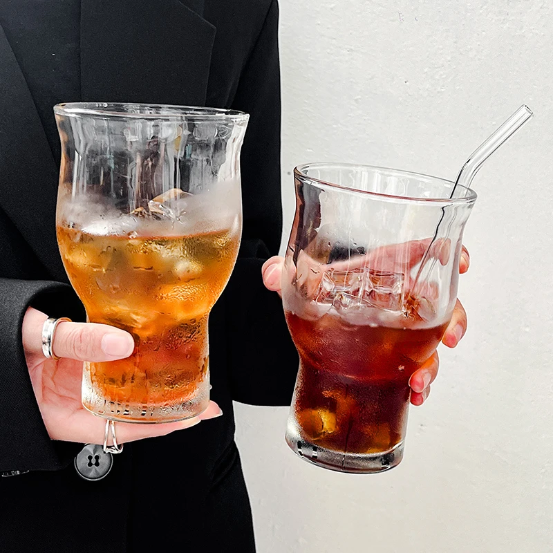 网红宽口玻璃杯果汁杯冰美式咖啡杯酒杯啤酒杯饮品饮料直播间杯子