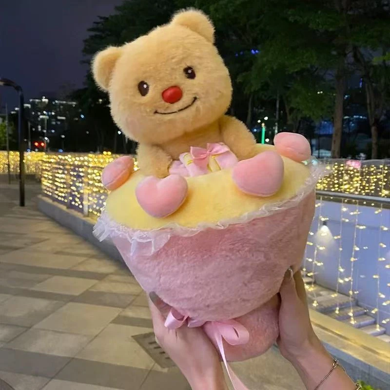 黄油小熊玩偶花束公仔可爱毛绒玩具可爱录音生日礼物表白送女友