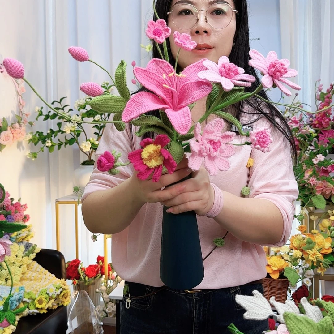 莱赛尔纤维棉手工钩织花束