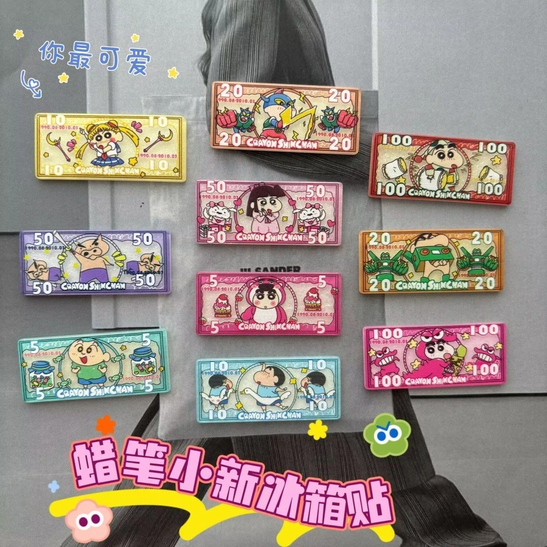 创意蜡笔小新冰箱贴磁性亚克力卡通可爱磁贴网红办公室厨房装饰贴