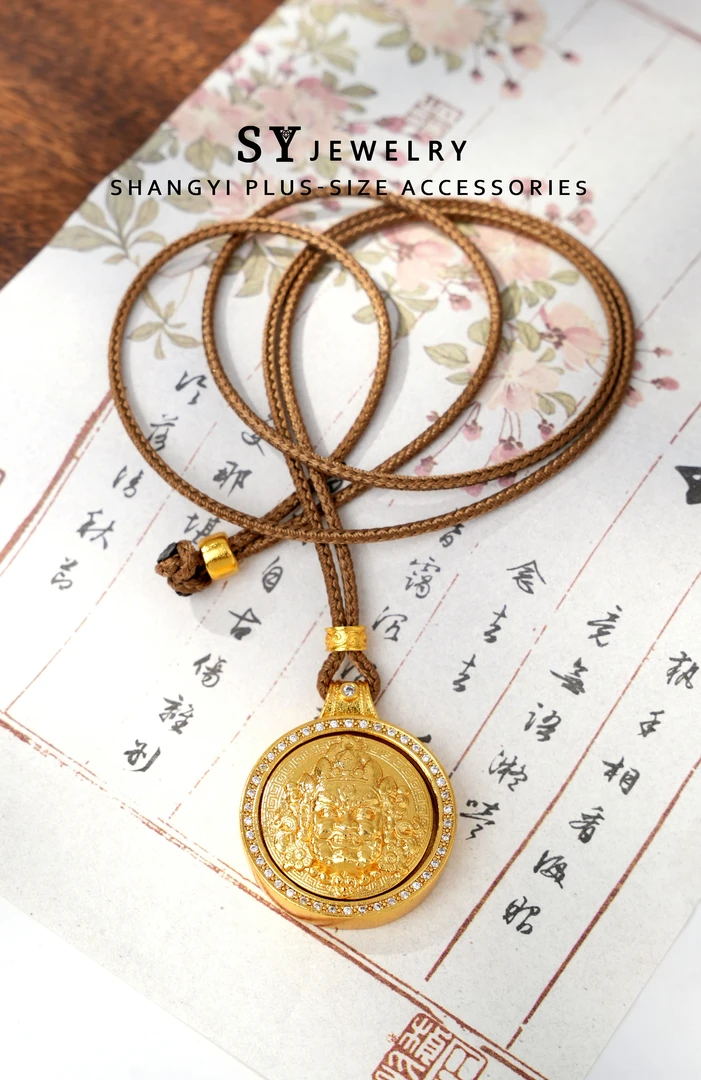 非金属布艺项链 A-483胖妹妹大码饰品新中式国风转转黄财神项链