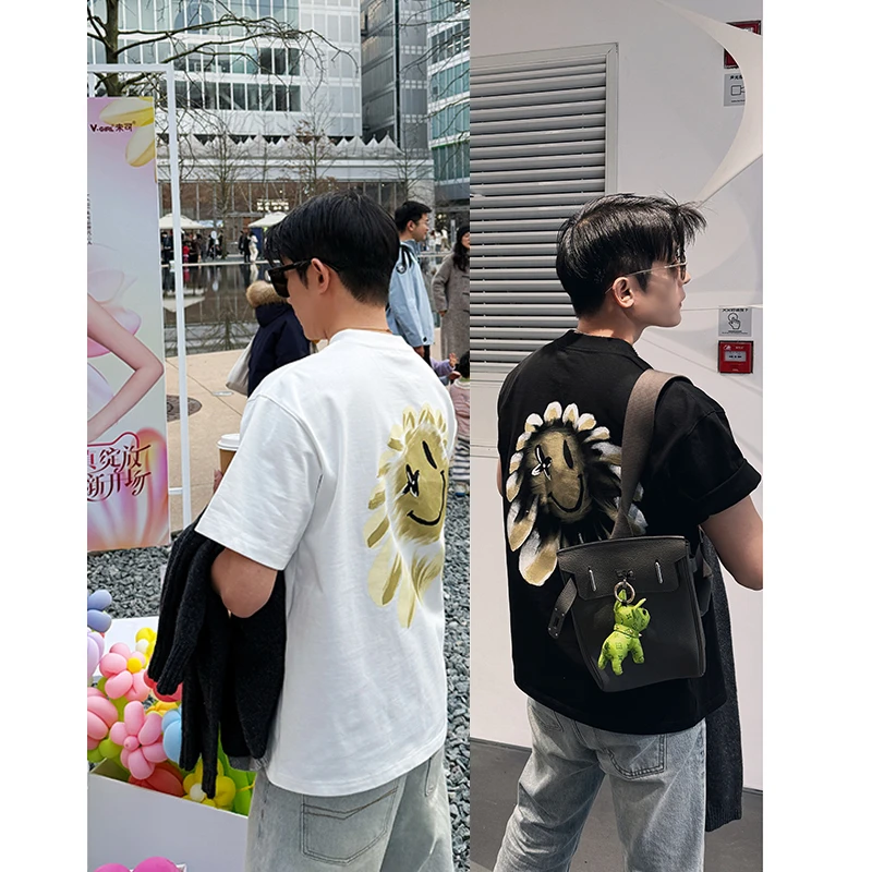 《CCSS曹》太阳花手绘工艺高克重T恤情侣夏季宽松潮流休闲t恤
