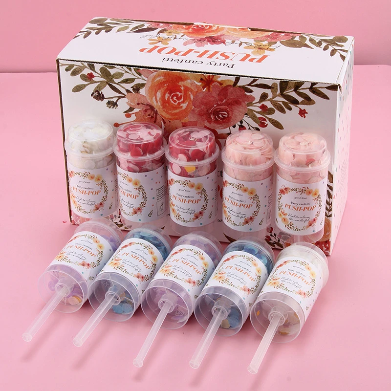 新款推推乐迷你喷花筒婚礼生日派对礼花筒五彩纸屑节日聚会小礼花