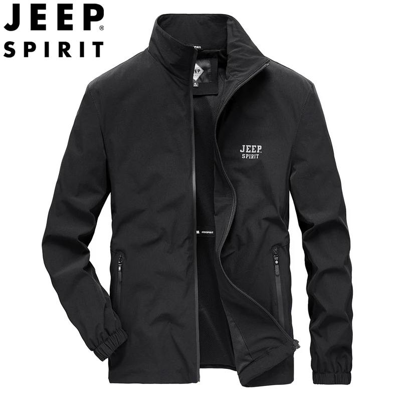 JEEP SPIRIT2025春秋新款夹克男立领上衣服商务休闲茄克男士外套