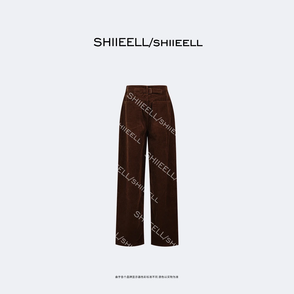 SHIIEELL【梦回1988】复古老钱风灯芯绒扣袢中腰直筒休闲裤W1602