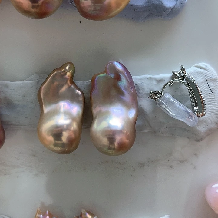 淡水珍珠耳饰银S925镶嵌