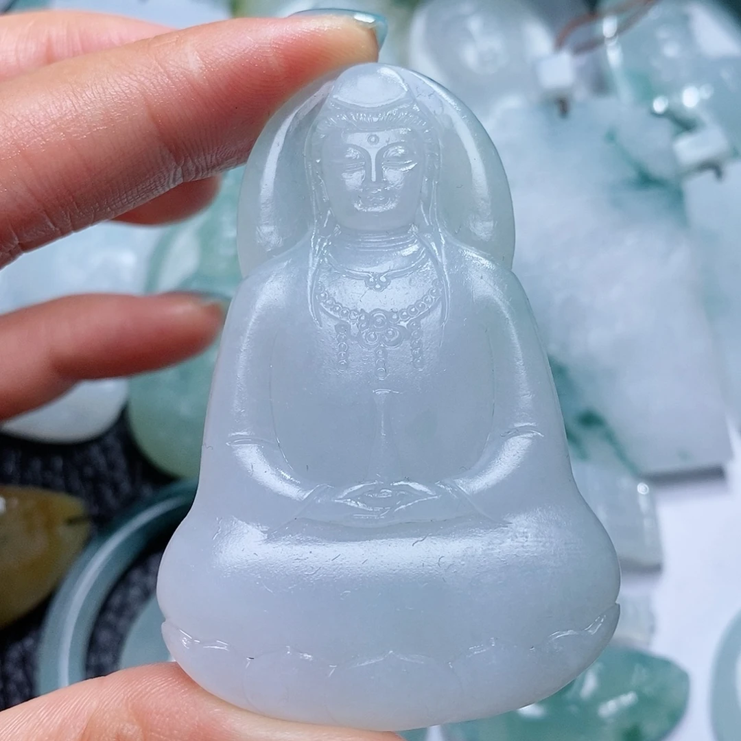 定制翡翠未镶嵌毛货付款后确认抛光