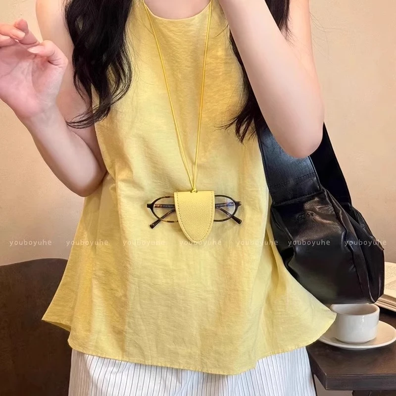 非金属皮质项链 甜美彩色磁吸挂脖眼镜夹项链女 长款墨镜挂绳配饰