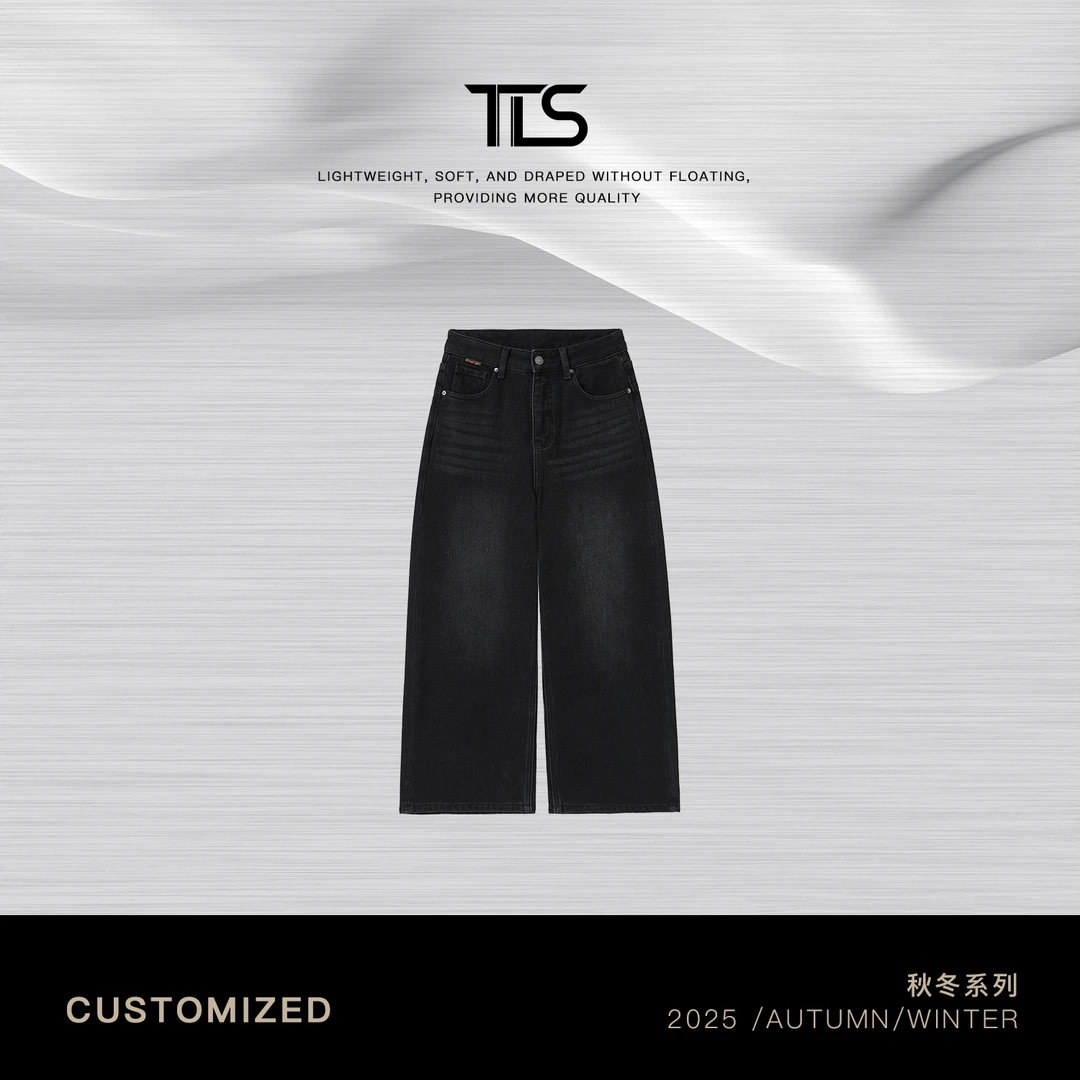 TT【黑牛】土耳其进口重磅棉加绒加厚洗水复古高腰直筒牛仔裤CK5136