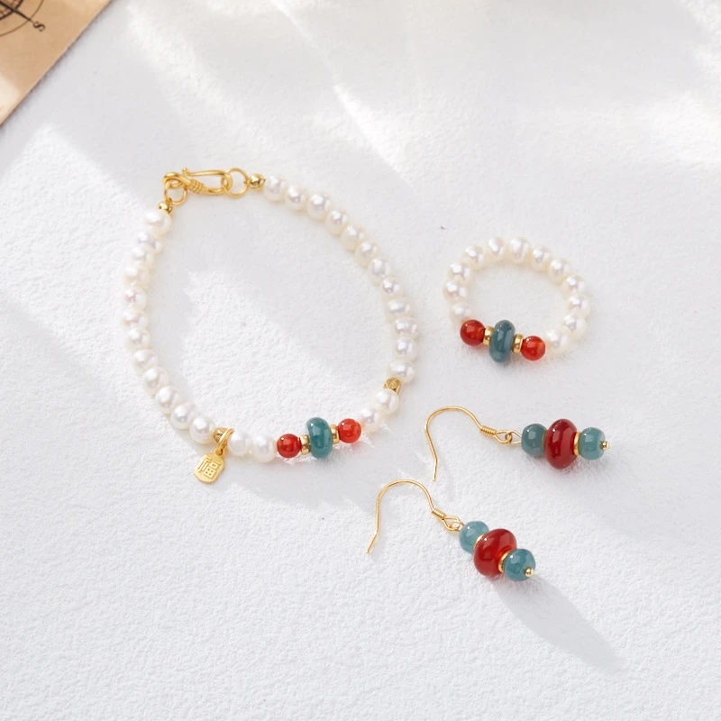 不锈钢仿珍珠手链 手工气质时尚百搭小众简约古法单圈白色复古