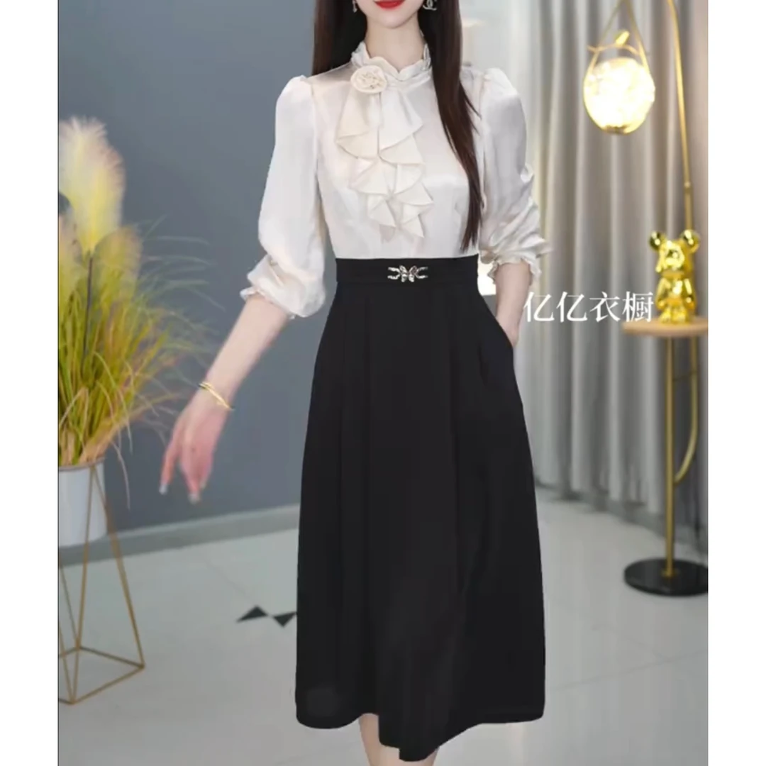 【宠粉定制】B113白色连衣裙优雅减龄收腰显瘦春季设计感连衣裙